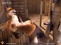 Wild animated brute sex clip featuring a biggest brute fucking a tiny fox from behind